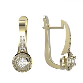 BG zlaté diamantové náušnice 651 Žluté zlato - 585 Diamant lab-grown