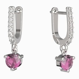 BG zlaté náušnice 783 Bílé zlato - 585 Růžový kubický zirkon