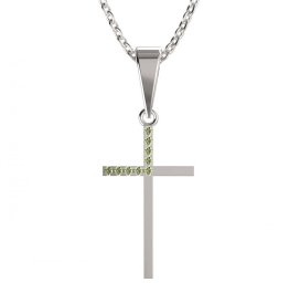 BG zlatý přívěšek křížek 1166 Bílé zlato - 585 Zelený kubický zirkon