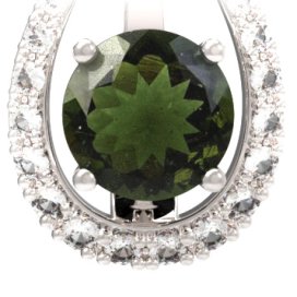 BG přívěs kruhového tvaru 474-90 Stříbro 925 - rhodium Vltavín a kubický zirkon
