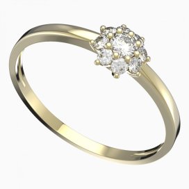 BG zlatý prstýnek 886 C Žluté zlato - 585 Bílý kubický zirkon