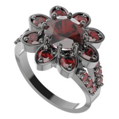 BG prsten oválný 698-Y Stříbro 925 - ruthenium (30-90dní) Granát