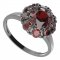 BG ring circular 472-I - Metal: Silver 925 - rhodium, Stone: Garnet