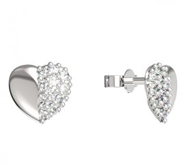 BG zlaté náušnice srdíčko 865 Bílé zlato - 585 Diamant