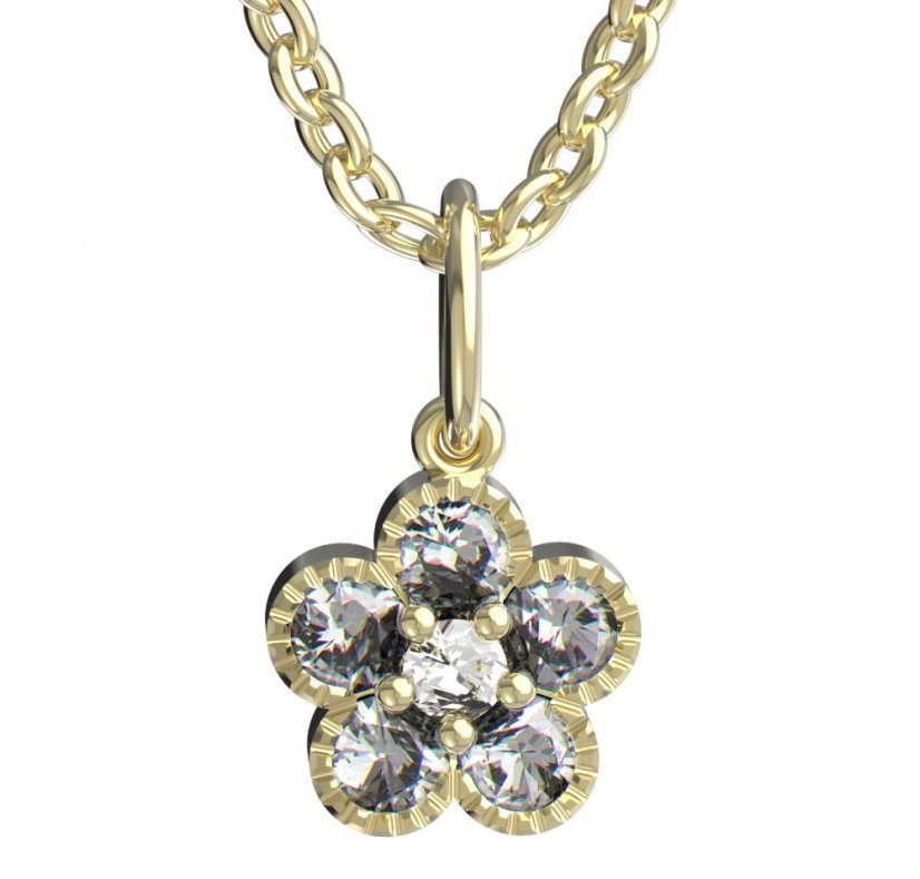 BeKid dětský přívěšek kytička 856 Žluté zlato - 585 Diamant