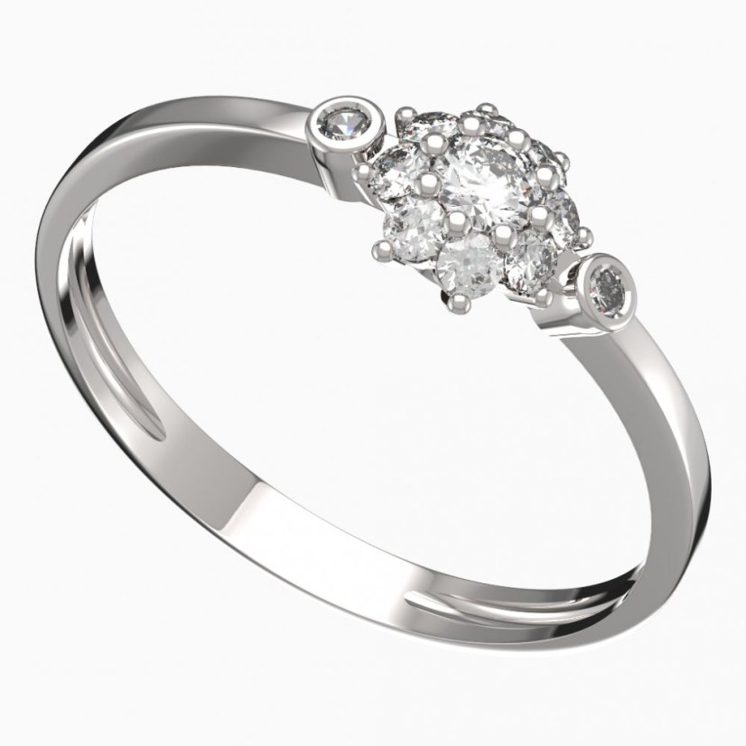 BG zlatý prstýnek 886 L Bílé zlato - 585 Diamant