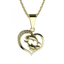 BG zlatý přívěšek Ryby 042 Žluté zlato - 585 Bílý kubický zirkon