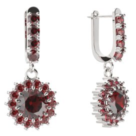 BG kulaté náušnice 096-96 Stříbro 925 - rhodium Granát