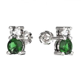 BG zlaté náušnice 746 Bílé zlato - 585 Zelený kubický zirkon