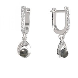 BeKid dětské náušnice 1242 s černou perlou Bílé zlato - 585 Diamant