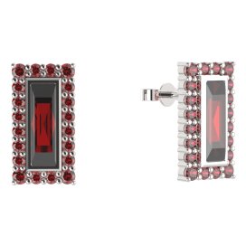 BG náušnice čtverec -  837 Stříbro 925 - rhodium Granát