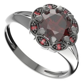 BG prsten kulatý 993-V Stříbro 925 - ruthenium (30-90dní) Granát