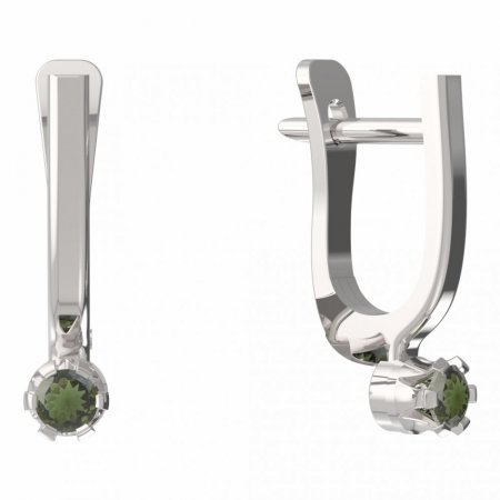 BG moldavit earrings -553 - Switching on: Hanger clip A, Metal: Yellow gold 585, Stone: Moldavite