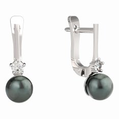 BG zlaté náušnice 881 s perlou Bílé zlato - 585 Diamant