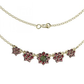 BG náhrdelník 013 Stříbro 925 - pozlacené Vltavín a granát