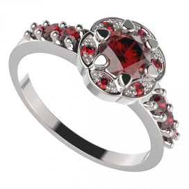 BG prsten 994-Z kulatého tvaru Stříbro 925 - rhodium Granát