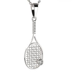BG zlatý diamantový přívěs  Tenisová raketa 1374 Bílé zlato - 585 Diamant lab-grown