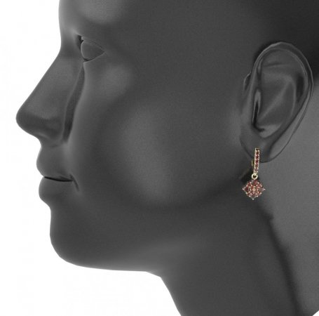 BG Earring - 317 - Switching on: Hinge, Metal: Silver - gold plated 925, Stone: Garnet