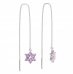 BeKid, Gold kids earrings -090 - Switching on: Chain 9 cm, Metal: White gold 585, Stone: Pink cubic zircon