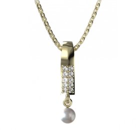 BG zlatý přívěšek 1290 s perlou Žluté zlato - 585 Bílý kubický zirkon
