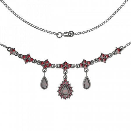 BG náhrdelník 054-2 - Kov: Stříbro 925 - rhodium, Kámen: Granát