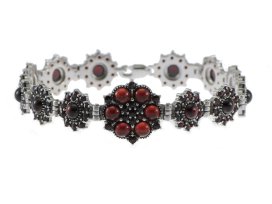 BG náramek vsazeny kameny:český granát  425 Stříbro 925 - rhodium Granát