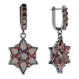 BG solitérní náušnice 409-96 Stříbro 925 - ruthenium (30-90dní) Granát