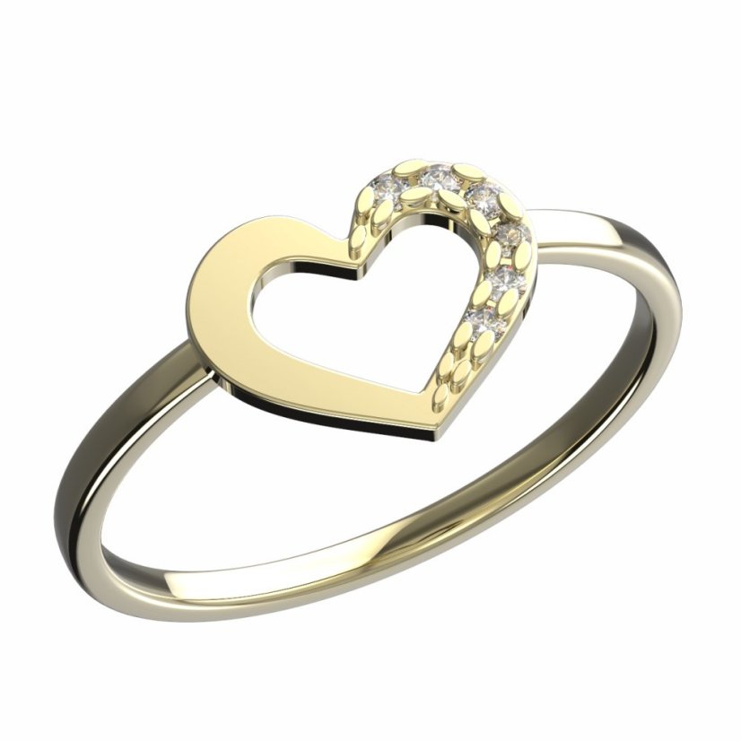 BeKid dětský prsten srdíčko 597 Žluté zlato - 585 Diamant