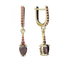 BG náušnice s kapkovitým kamenem 625 Stříbro 925 - pozlacené Granát