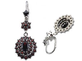 BG náušnice český přírodní granát 028 Bílé zlato - 585 Granát