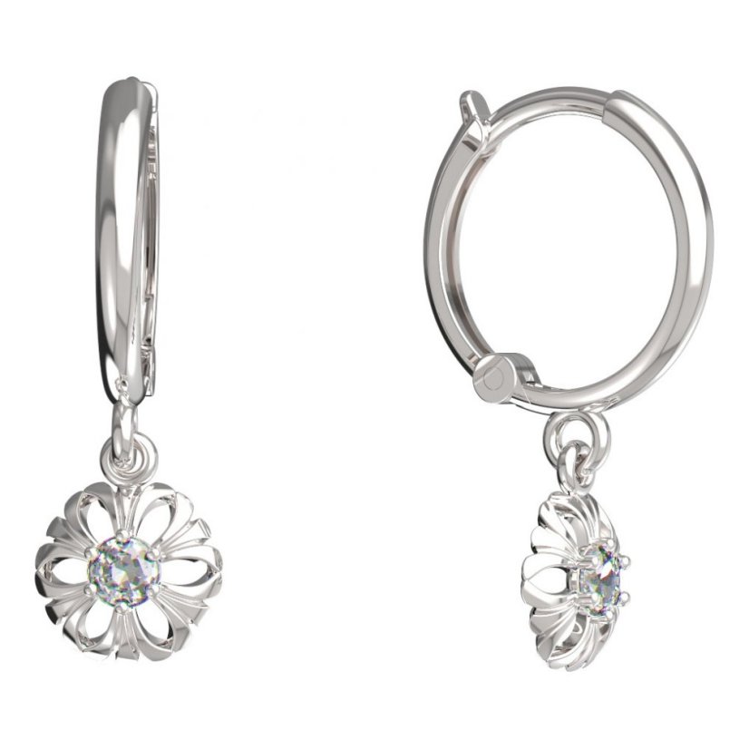 BeKid dětské náušnice kvítek 607 Bílé zlato - 585 Diamant