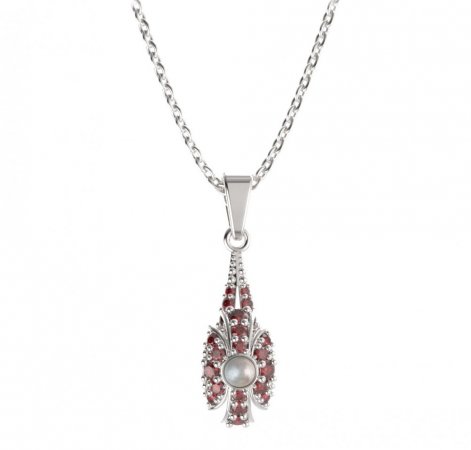 BG přívěs s přírodní perlou 537-G - Kov: Stříbro 925 - rhodium, Kámen: Granát a perla