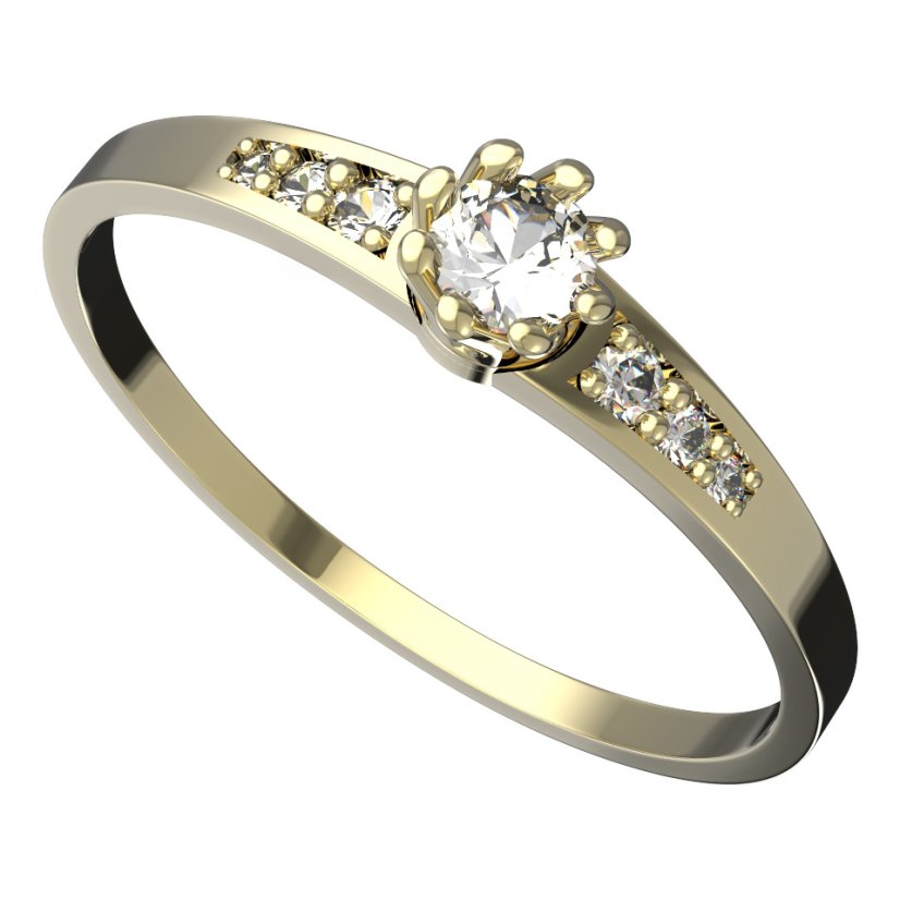 Zlatý prsten s diamantem, žluté zlato 585 – 554 (ZD32554J)