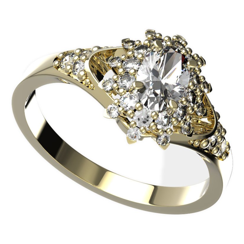 BG zlatý diamantový prstýnek 976 Žluté zlato - 585 Diamant lab-grown