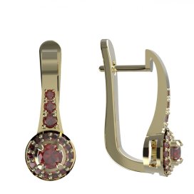 BG náušnice kruhového tvaru 651 Žluté zlato - 585 Granát