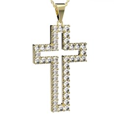 BG zlatý přívěšek křížek 238 Žluté zlato - 585 Diamant