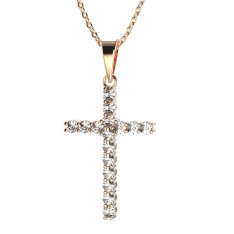 BG zlatý diamantový přívěšek křížek 259 Růžové zlato 585 (30-90dní) Diamant lab-grown
