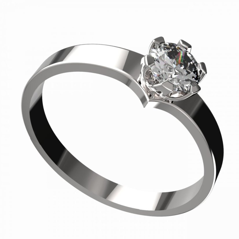 Zlatý prsten s diamantem, bílé zlato 585 – 946 (ZD42946/870)