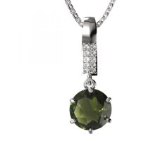 BG vltavínový přívěšek 681 Bílé zlato - 585 Vltavín a diamant