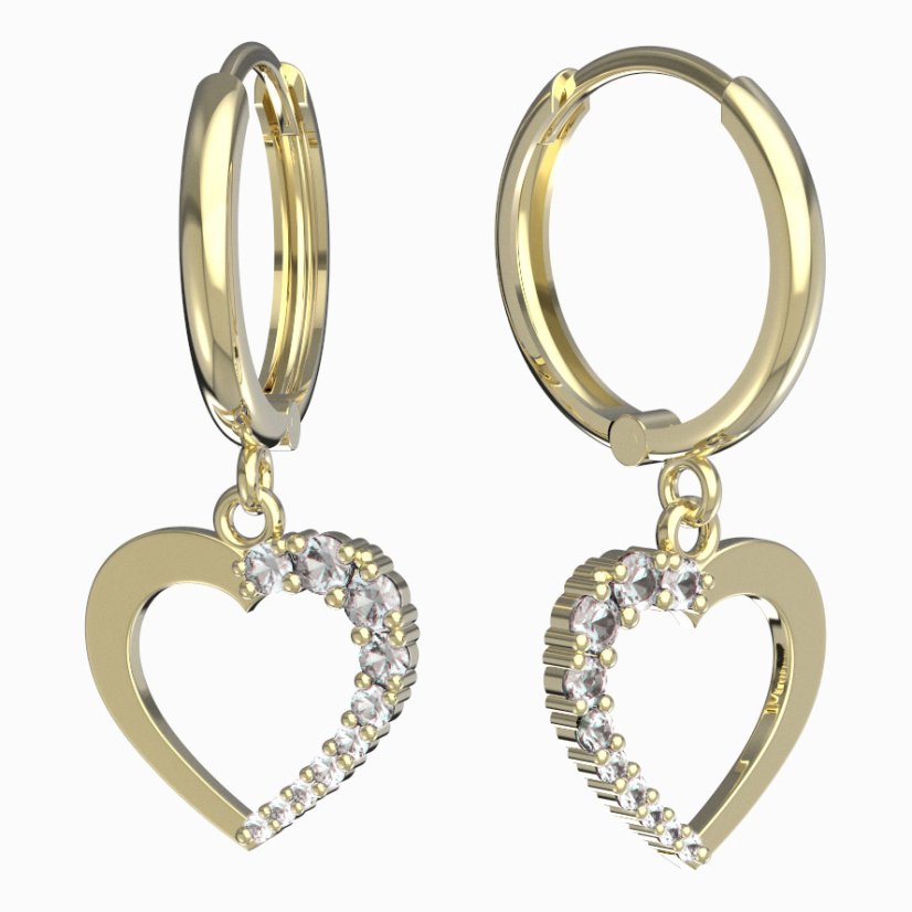 BeKid dívčí náušnice srdíčko 1263 Žluté zlato - 585 Diamant