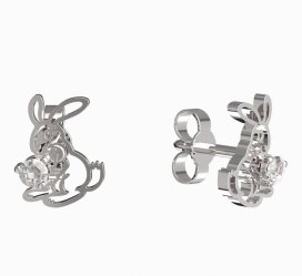 BeKid dětské náušnice zajíček 1186 Bílé zlato - 585 Diamant