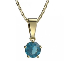 Zlatý přívěsek se světle modrým zirkonem, žluté zlato 585 – 875 (ZM348750)