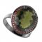 BG prsten oválný 729-I - Kov: Stříbro 925 - rhodium, Kámen: Vltavín a granát