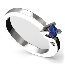 BG zlatý prstýnek 795 Bílé zlato - 585 Tmavě modrý kubický zirkon
