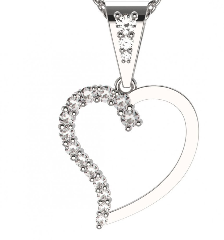 BG zlatý diamantový přívěšek srdíčko 1253 Bílé zlato - 585 Diamant lab-grown