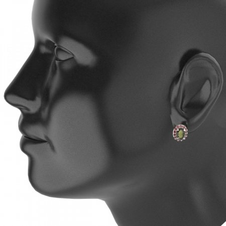BG Earring - 728 - Switching on: Puzeta, Metal: Silver 925 - rhodium, Stone: Garnet