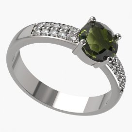 BG zlatý prstýnek 727 Bílé zlato - 585 Vltavín a diamant