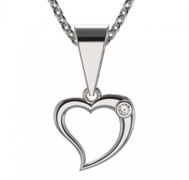 BG zlatý diamantový přívěšek srdíčko 1268 Bílé zlato - 585 Diamant lab-grown