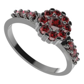 BG prsten 088-Z kulatého tvaru Stříbro 925 - ruthenium (30-90dní) Granát