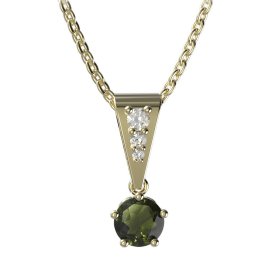 BG vltavín přívěšek 875 Žluté zlato - 585 Vltavín a diamant